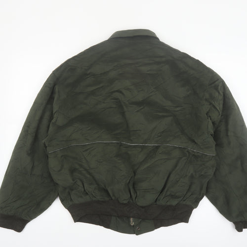 Kings Well Men's Green Bomber Jacket L Full Zip Casual Style