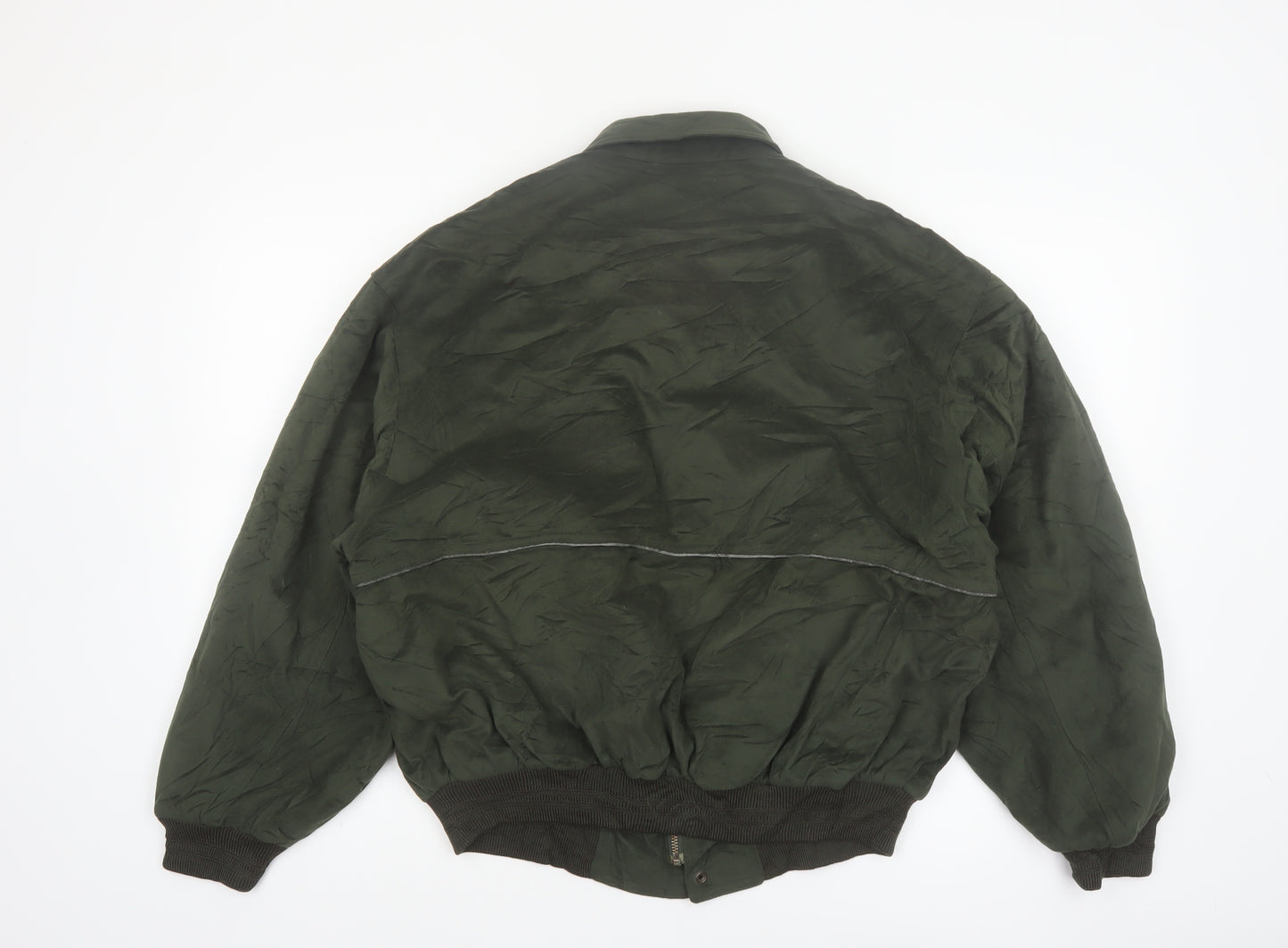 Kings Well Men's Green Bomber Jacket L Full Zip Casual Style