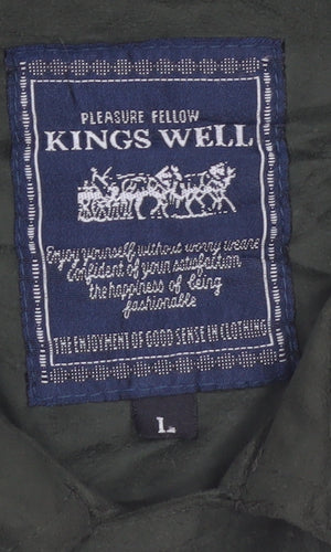 Kings Well Men's Green Bomber Jacket L Full Zip Casual Style