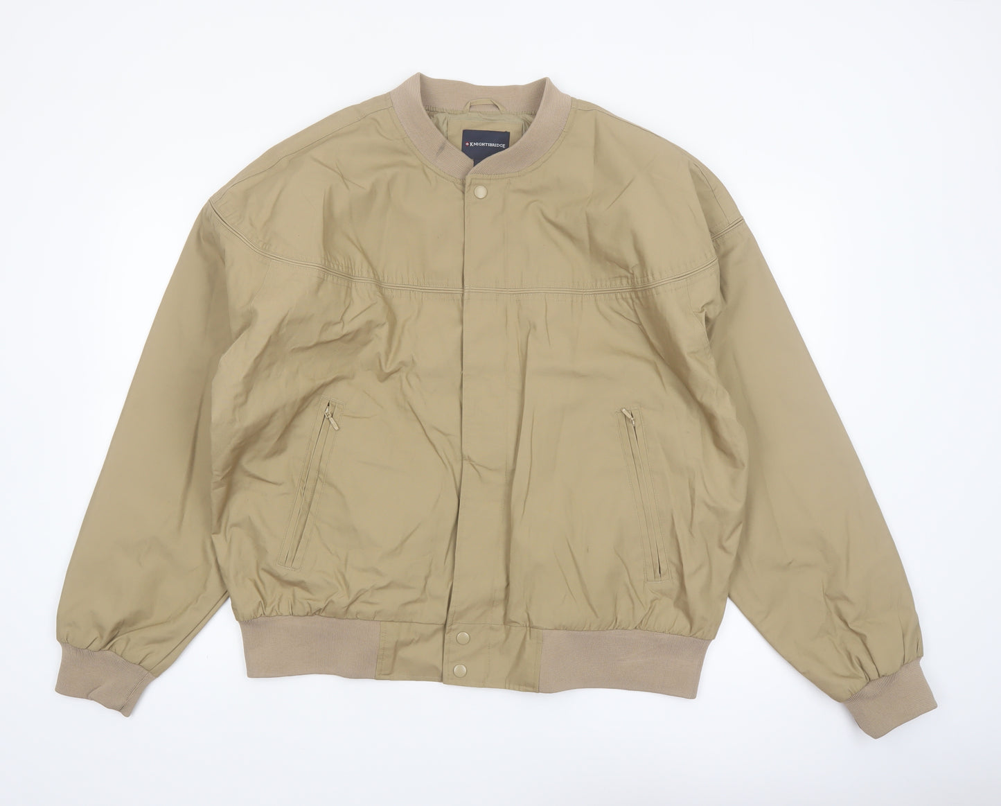 Knightsbridge Men's Beige Bomber Jacket L Polyester Cotton Casual