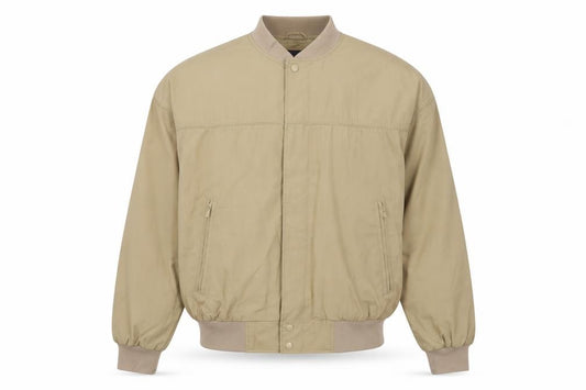 Front view of Knightsbridge Men's Beige Bomber Jacket L Polyester Cotton Casual