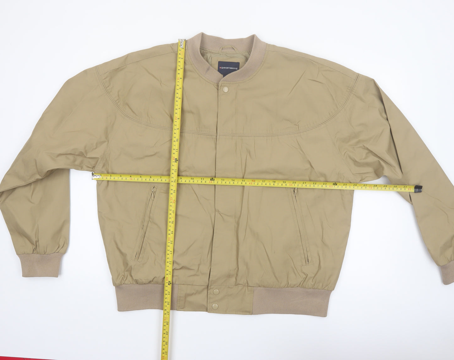 Knightsbridge Men's Beige Bomber Jacket L Polyester Cotton Casual