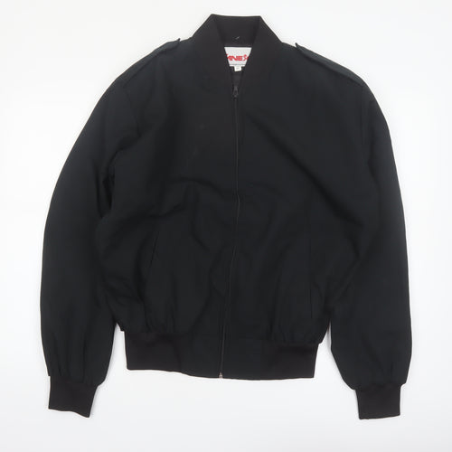 CANEX Men's Black Bomber Jacket Size 42 Regular Fit Full Zip Polyester