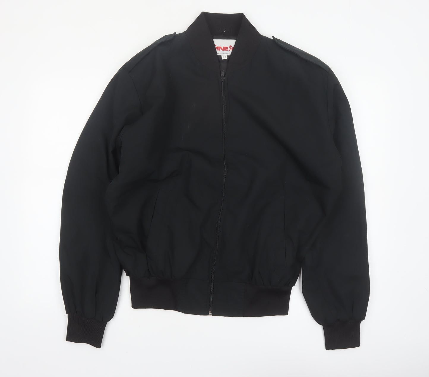 CANEX Men's Black Bomber Jacket Size 42 Regular Fit Full Zip Polyester