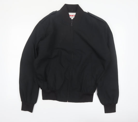 CANEX Men's Black Bomber Jacket Size 42 Regular Fit Full Zip Polyester