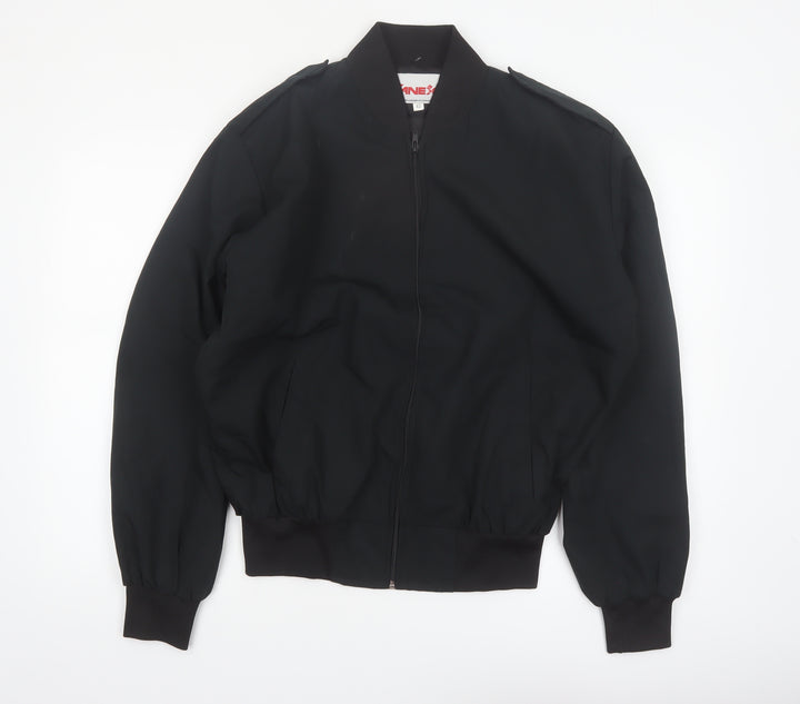 CANEX Men's Black Bomber Jacket Size 42 Regular Fit Full Zip Polyester