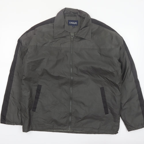 Casual Men’s Grey Polyester Full Zip Lightweight Jacket Size S