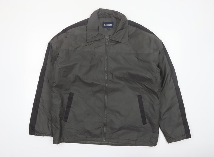 Casual Men’s Grey Polyester Full Zip Lightweight Jacket Size S