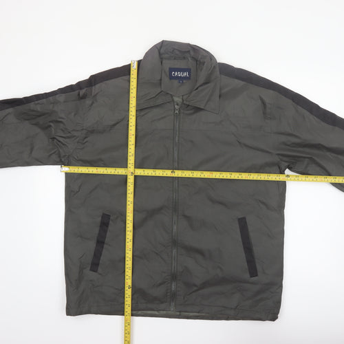 Casual Men’s Grey Polyester Full Zip Lightweight Jacket Size S