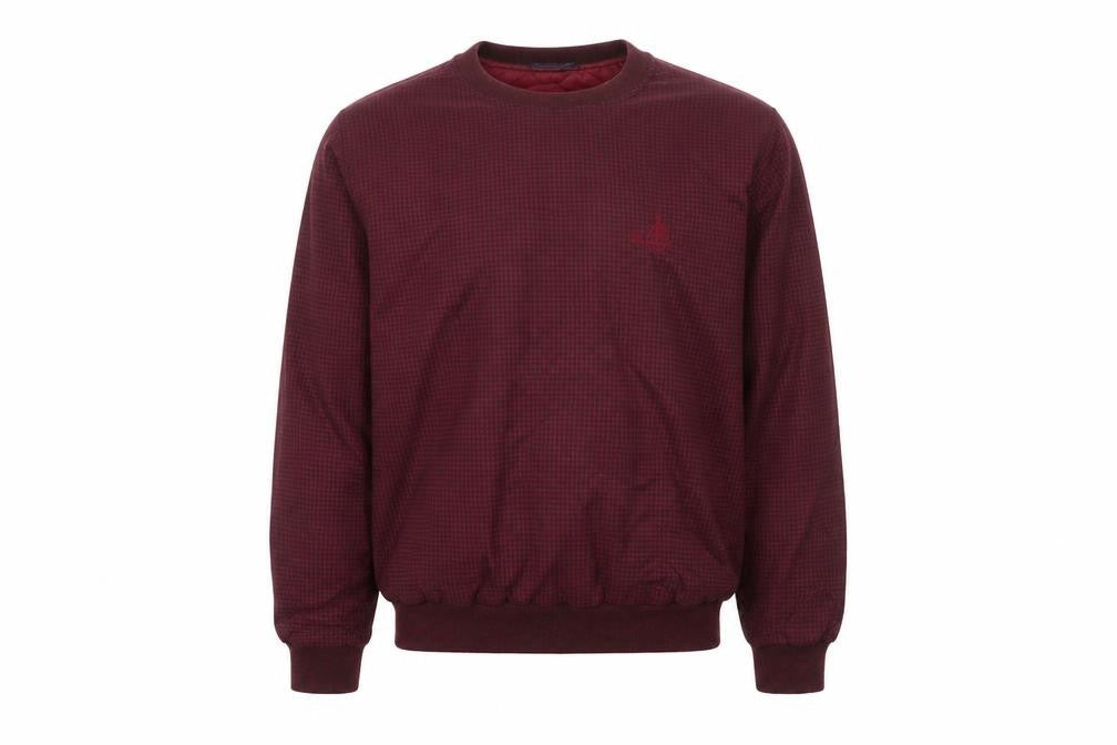 Front view of Sunderland of Scotland Men's Red Check Pullover Sweatshirt L Waterproof