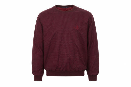 Front view of Sunderland of Scotland Men's Red Check Pullover Sweatshirt L Waterproof