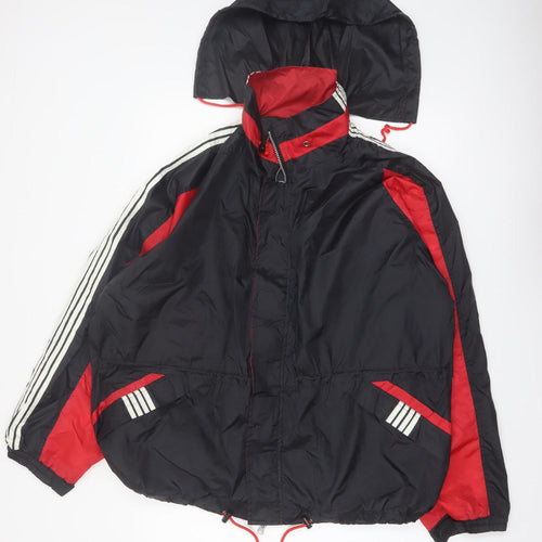 Rigo 2000 Men's Black Red Nylon Hooded Windbreaker Jacket L