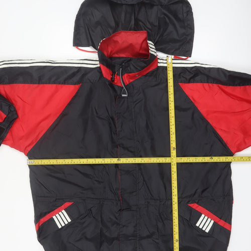 Rigo 2000 Men's Black Red Nylon Hooded Windbreaker Jacket L