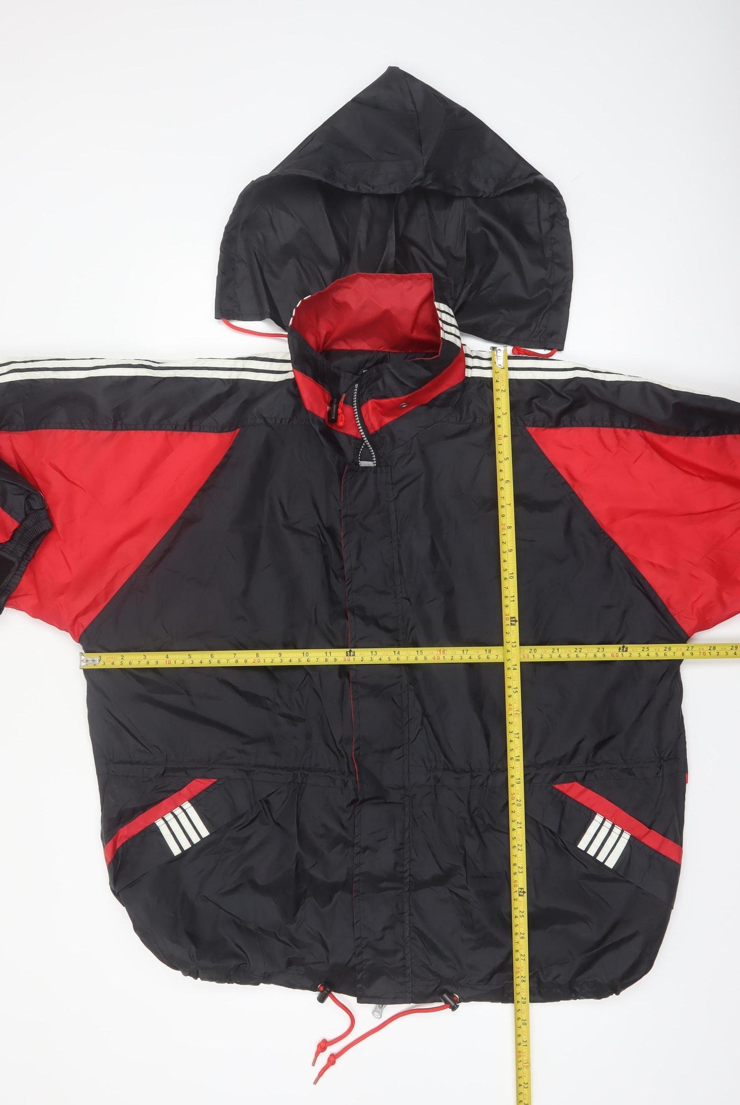 Rigo 2000 Men's Black Red Nylon Hooded Windbreaker Jacket L