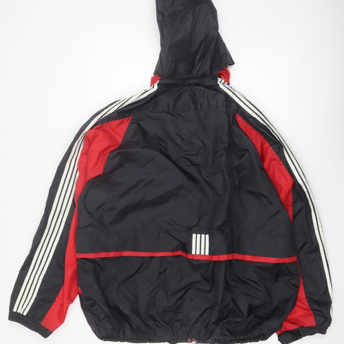 Rigo 2000 Men's Black Red Nylon Hooded Windbreaker Jacket L
