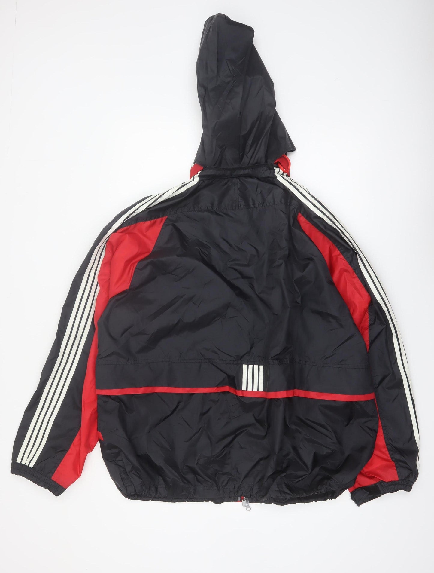 Rigo 2000 Men's Black Red Nylon Hooded Windbreaker Jacket L