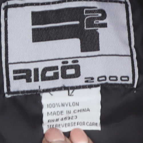 Rigo 2000 Men's Black Red Nylon Hooded Windbreaker Jacket L
