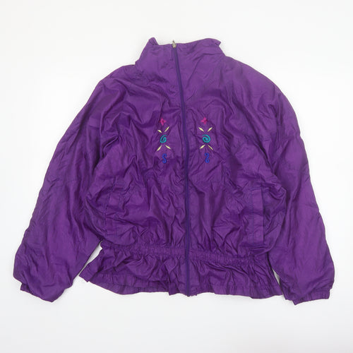 Droors Spirit Womens Purple Embroidered Windbreaker Jacket L