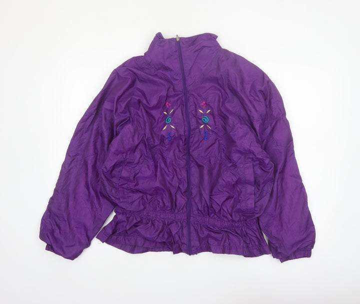 Droors Spirit Womens Purple Embroidered Windbreaker Jacket L