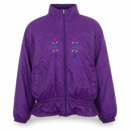 Droors Spirit Womens Purple Embroidered Windbreaker Jacket L