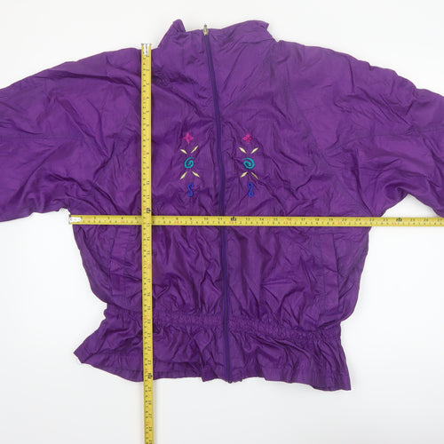 Droors Spirit Womens Purple Embroidered Windbreaker Jacket L