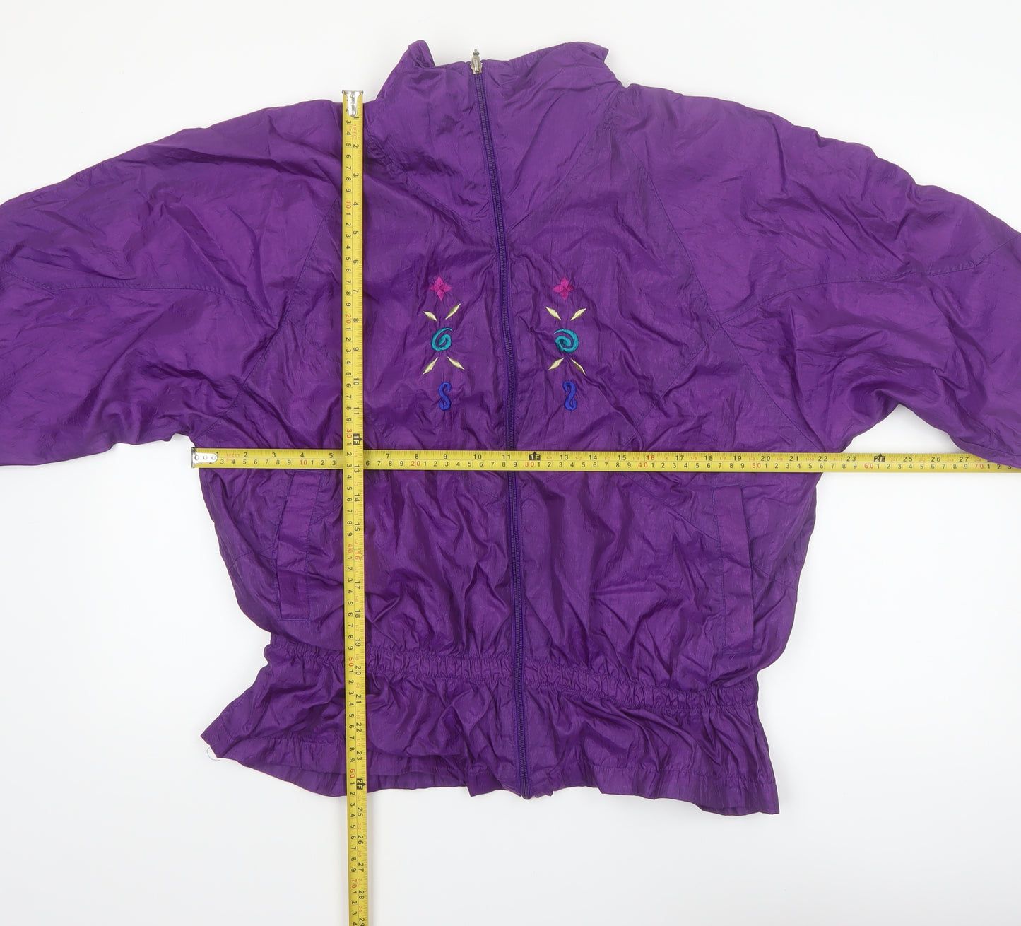 Droors Spirit Womens Purple Embroidered Windbreaker Jacket L