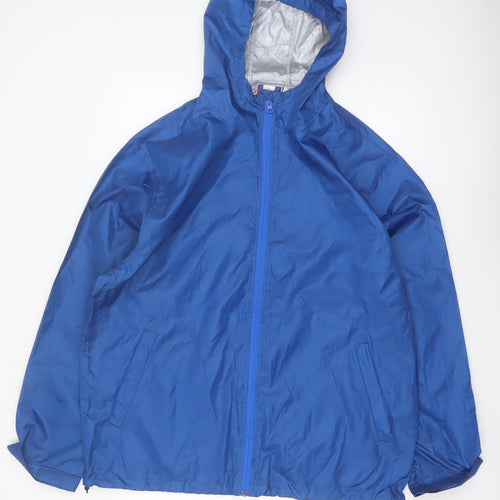 Clique Men's Blue Hooded Windbreaker Jacket L Lightweight Zip Up