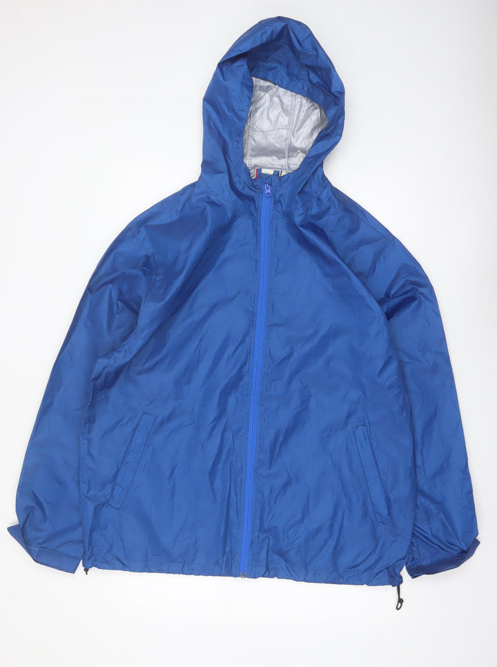 Clique Men's Blue Hooded Windbreaker Jacket L Lightweight Zip Up