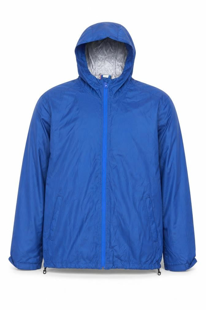 Clique Men's Blue Hooded Windbreaker Jacket L Lightweight Zip Up
