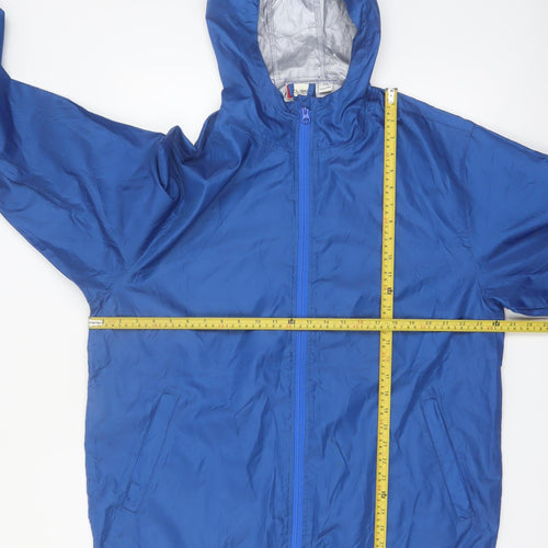 Clique Men's Blue Hooded Windbreaker Jacket L Lightweight Zip Up