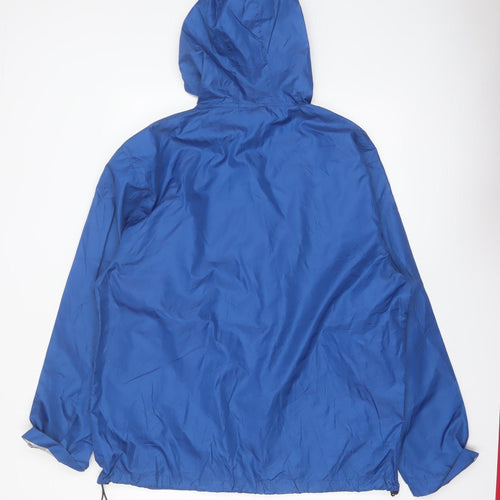 Clique Men's Blue Hooded Windbreaker Jacket L Lightweight Zip Up