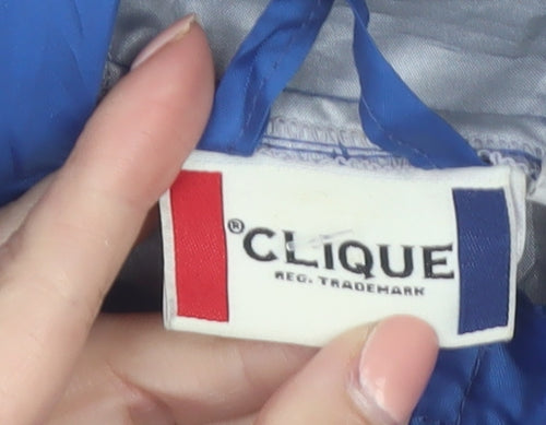 Clique Men's Blue Hooded Windbreaker Jacket L Lightweight Zip Up