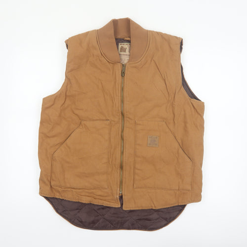 Bear River Men's Brown L Cotton Canvas Workwear Bodywarmer Waistcoat