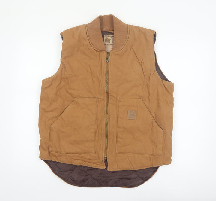 Bear River Men's Brown L Cotton Canvas Workwear Bodywarmer Waistcoat