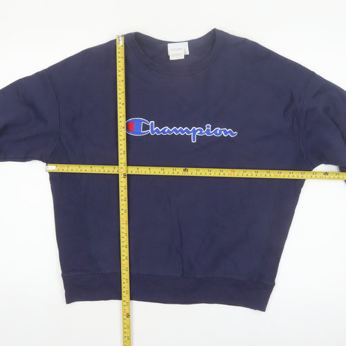 Champion Women's Navy Reverse Weave Sweatshirt Large Cotton Blend