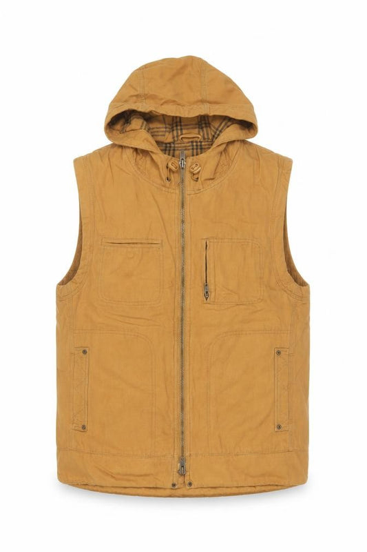 Front view of Territory Ahead Men's Brown L Hooded Cotton Bodywarmer Gilet