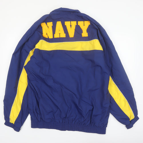 Navy Mens Blue Yellow XL Windbreaker Jacket Nylon Full Zip
