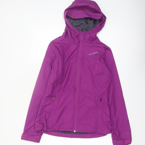 Columbia Women Purple Waterproof Hooded Rain Jacket Size M