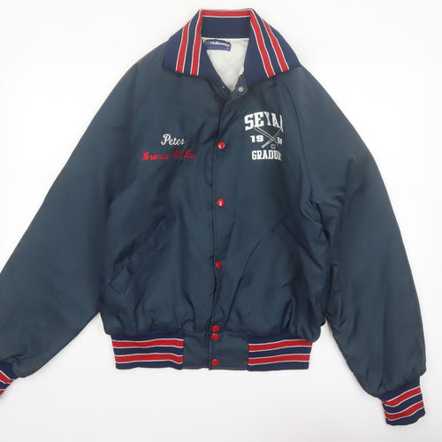 Holloway Men Blue Varsity Baseball Jacket M Sports Lined Retro
