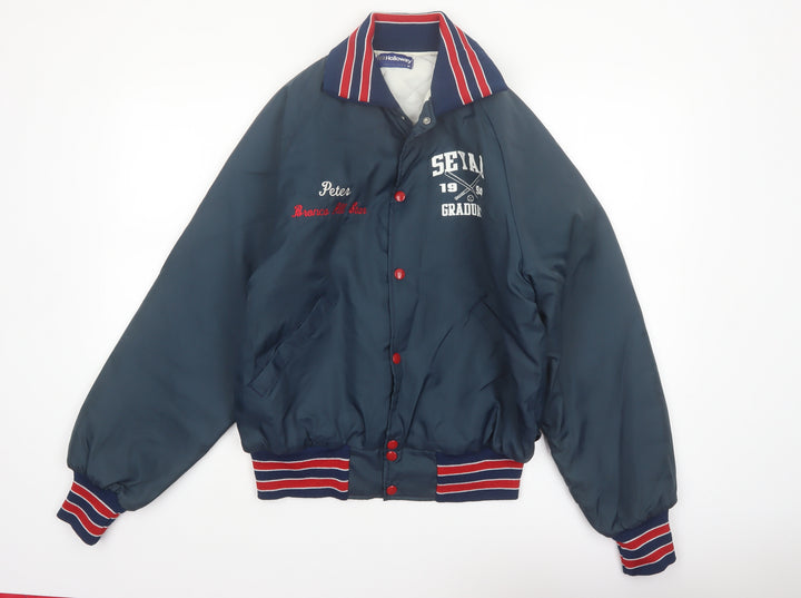 Holloway Men Blue Varsity Baseball Jacket M Sports Lined Retro