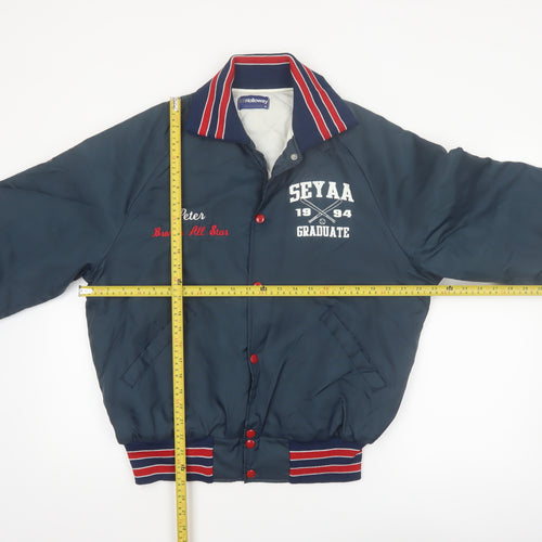 Holloway Men Blue Varsity Baseball Jacket M Sports Lined Retro