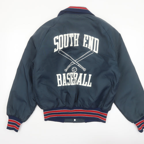 Holloway Men Blue Varsity Baseball Jacket M Sports Lined Retro