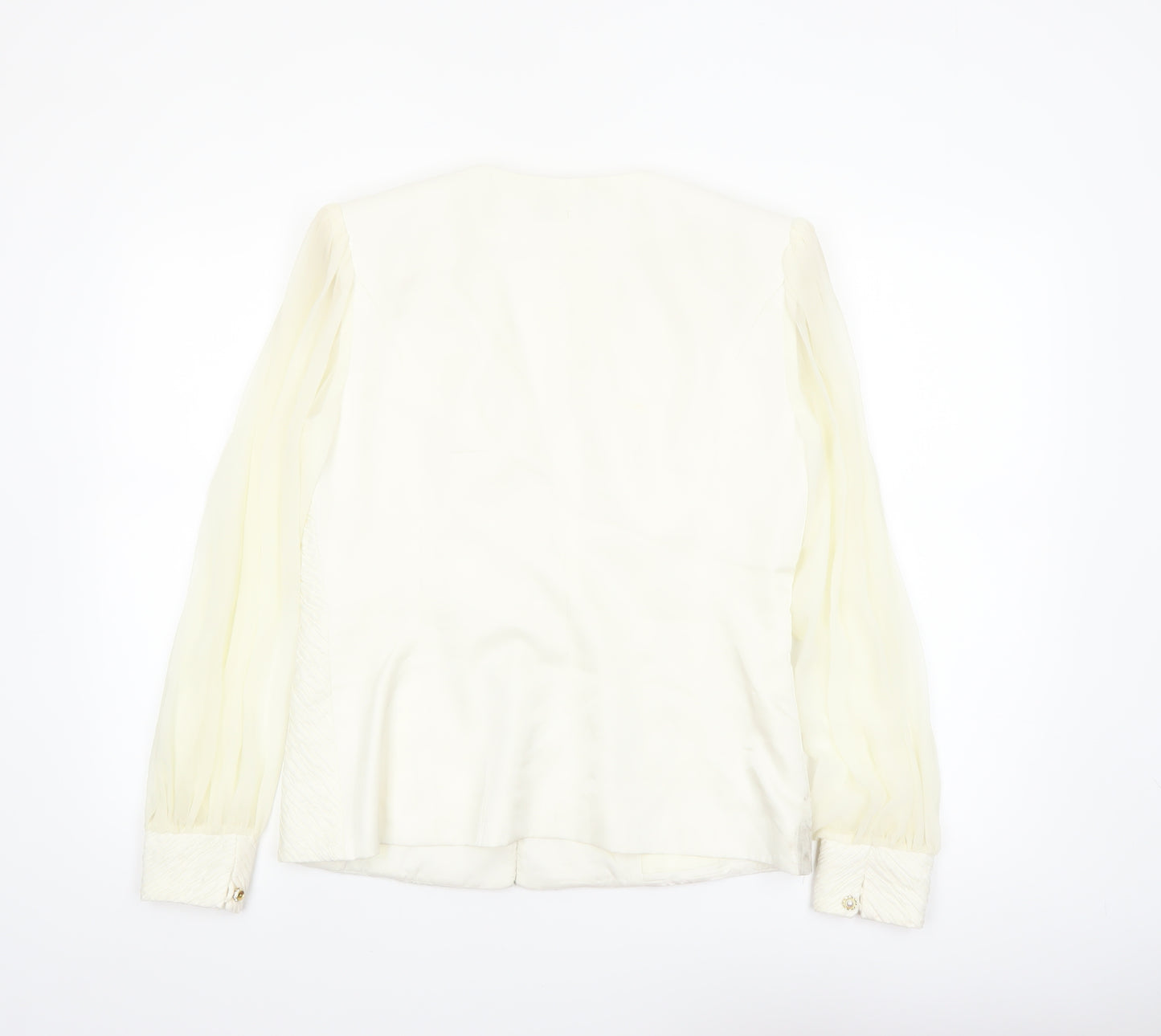 Lorellana Women’s Ivory Long Sleeve Beaded Button Blouse Size 8