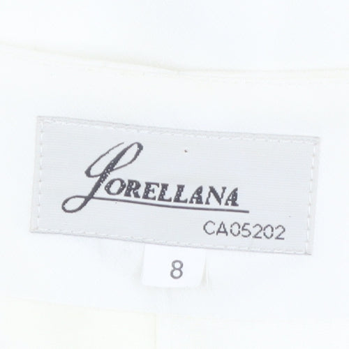 Lorellana Women’s Ivory Long Sleeve Beaded Button Blouse Size 8