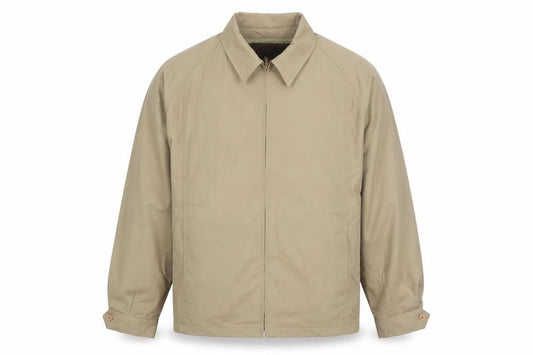 Front view of London Fog Men's Beige Water Resistant Zip Jacket, size 44, Regular
