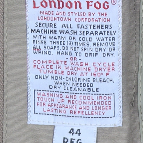 London Fog Men's Beige Water Resistant Zip Jacket Size 44 Regular
