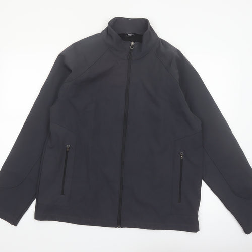 Blue Harbor Mens Black Softshell Jacket L Full Zip Windproof