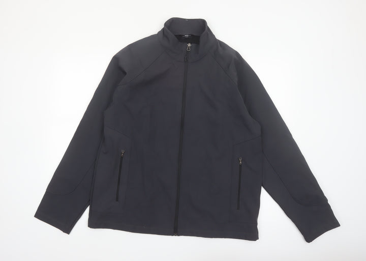 Blue Harbor Mens Black Softshell Jacket L Full Zip Windproof
