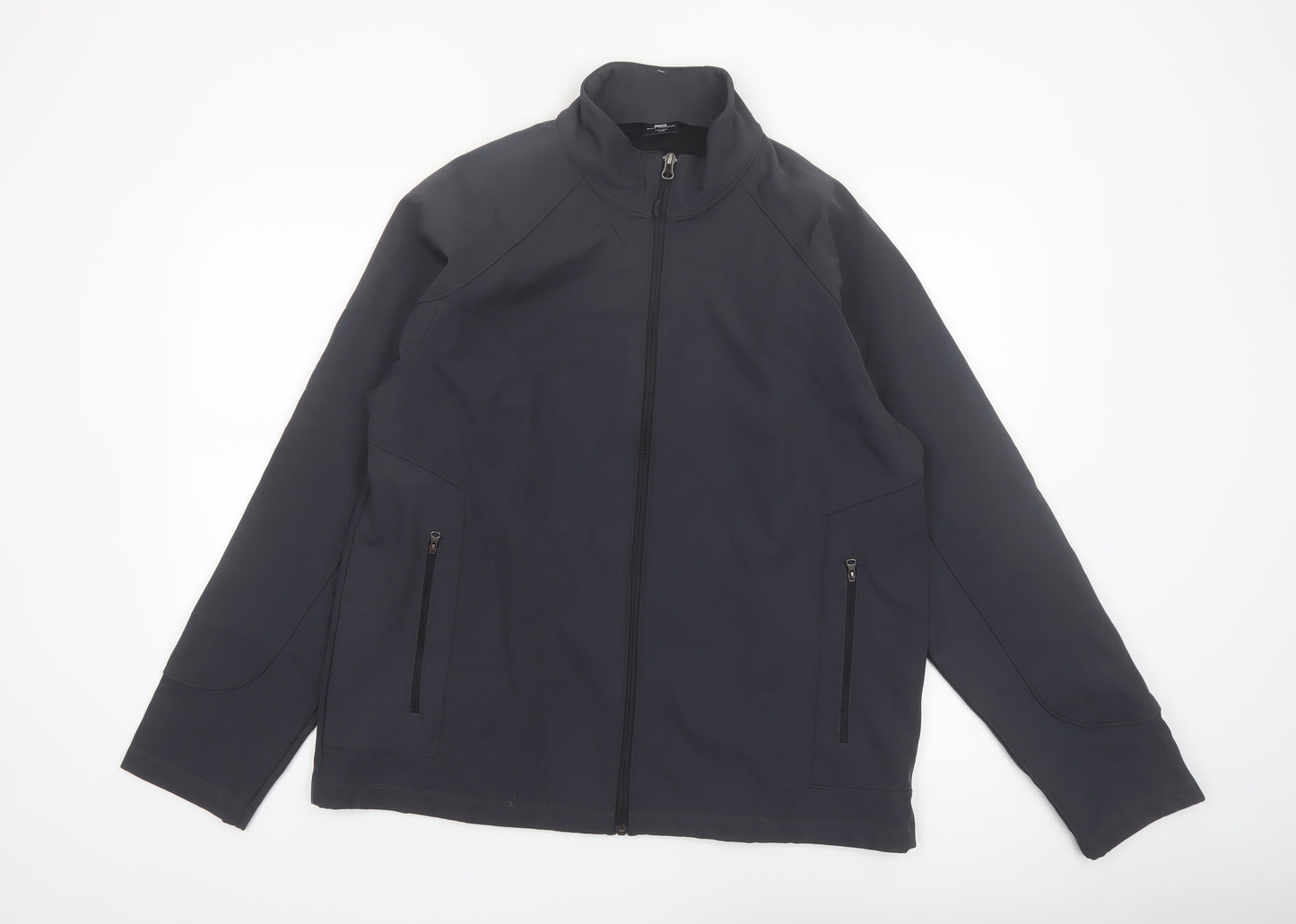 Blue Harbor Mens Black Softshell Jacket L Full Zip Windproof