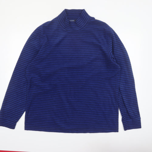 Uniqlo Men’s Blue Striped HEATTECH High Neck Long Sleeve Top 2XL